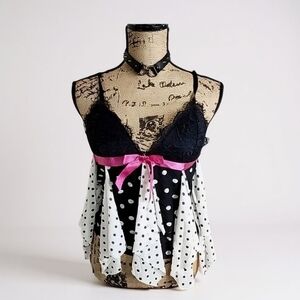 VICTORIA'S Secret y2k sexy little things mesh polka dot baby doll and lace tank